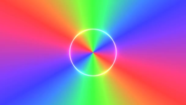 Double gradient radial arc-en-ciel tournant avec anneau lumineux — Video