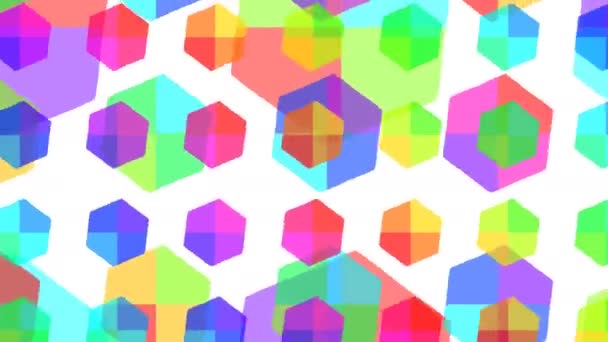 Hexagons Rotating in Multiple Layers Grid Colours — Stock Video