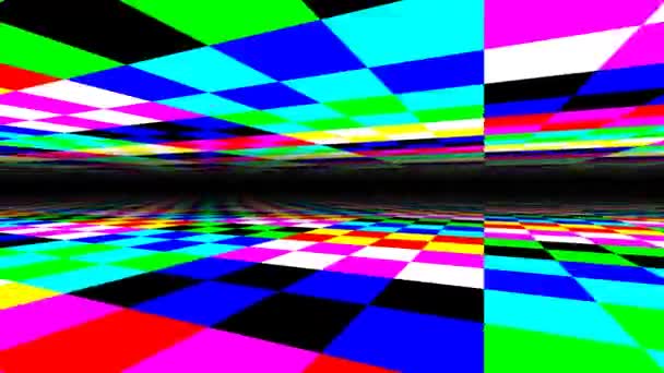 Vliegen van kleurrijke gekke abstracte 3D-weergave van het heelal door monochroom — Stockvideo