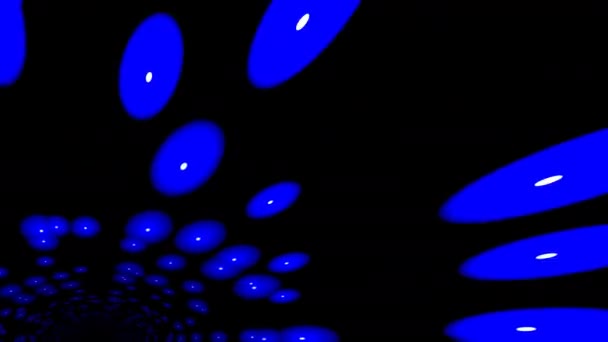 曲線天井の床の照明が点灯する廊下トンネル — ストック動画