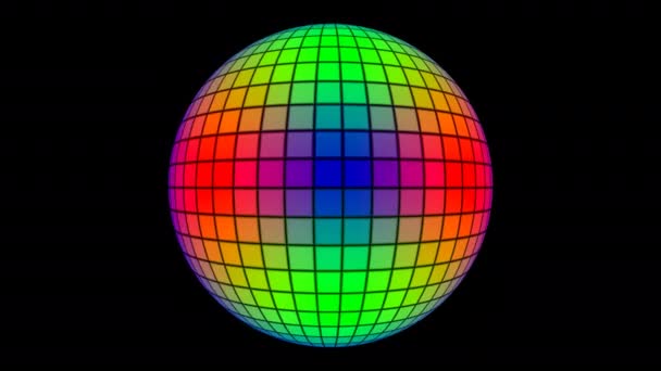 Draaiende Rgb Disco Ball Dancefloor Globe Lights Lit — Stockvideo