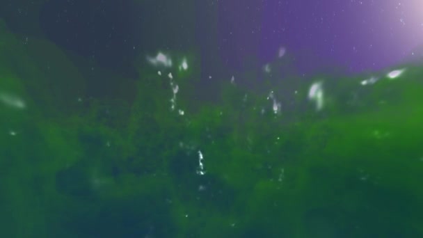 Bewegung durch eine grüne Rauchwolkenmaske mit Sternenhintergrund — Stockvideo