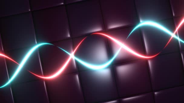 Spirali di anelli di filamenti leggeri di DNA intrecciati su piastrelle Club Nightclub — Video Stock