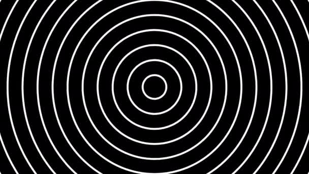 Cirkels verschijnen van buiten Frame en vullen met masker van Concentrische ringen — Stockvideo