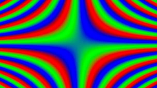 Raggi leggeri collassano nelle forme della cornice centrale Colori che si fondono — Video Stock