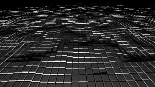 Azulejos en movimiento 3d Profundidad Máscara de piso en movimiento Forma de onda de audio — Vídeo de stock