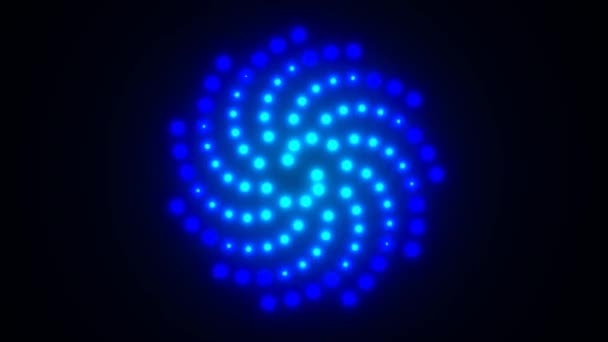 Točící se LED světlo vzor spirálové kroužky pulzující — Stock video
