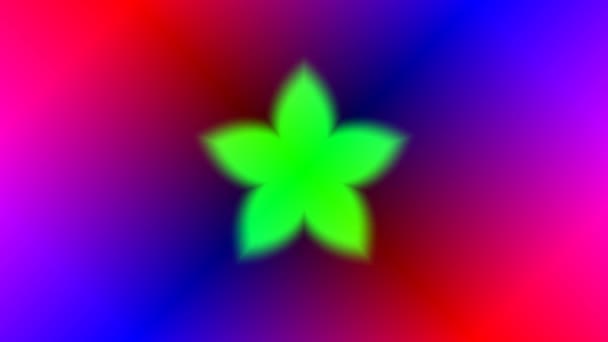 Girare le foglie verdi del fiore sullo sfondo blu rosso del gradiente — Video Stock
