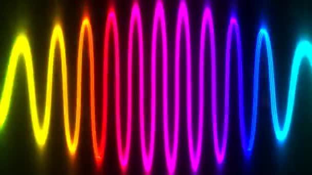Komprese Wave Wiggling s barevným spektrem Bright Neon Compress Data — Stock video