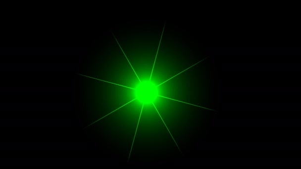 Roterend groen gloeiend lichtpunt met verblindend lichtsignaal — Stockvideo