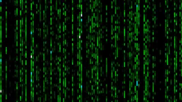 Matrix Digital Rain Falling Dropping Screen Code Pixelated Moving Columns Green — Stok Video
