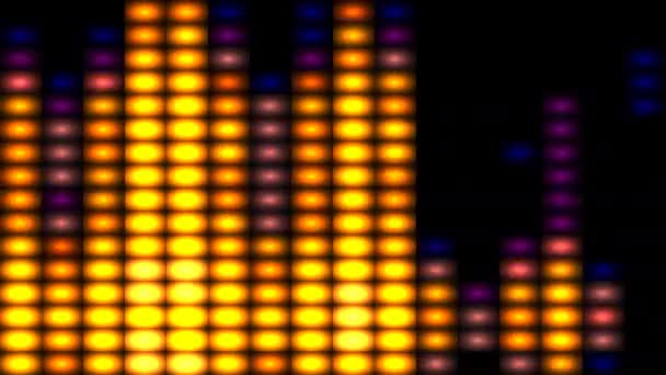 Graafinen taajuuskorjain kirkkaan oranssi valot Music Grid — kuvapankkivideo