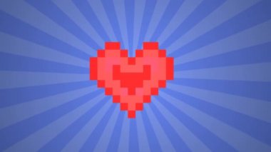 Zıplayan Düşük Çözünürlüklü Retro Oyuncu Arcade Heart Love 80 'lerin 8-bit Oyunu