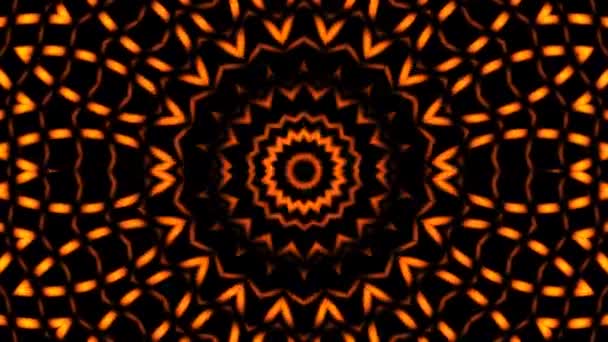 Golven van Energie die door Kaleidescopische Ringen van Donker Oranje stromen — Stockvideo