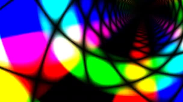 Inside a Mesh Wire Cage Net Tube Nanotube With Brightly Colored Background — Stock Video