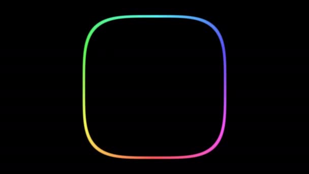 Ring of Rounded Square Button Collapse Fine Line Bright Widget — Stock Video
