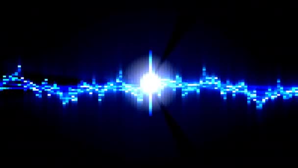 Pixeles de baja resolución en ondas que fluyen hacia la bola central de luz — Vídeo de stock