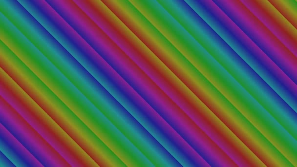 Barras de Brilhante queima quente arco-íris cores barras diagonais — Vídeo de Stock