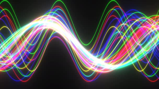 Cintas de luz en ondas sinusoidales superpuestas patrón de capas — Vídeo de stock