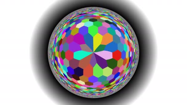 Проекція різнокольорової шестикутної сітки всередині сфери скляної кулі — стокове відео