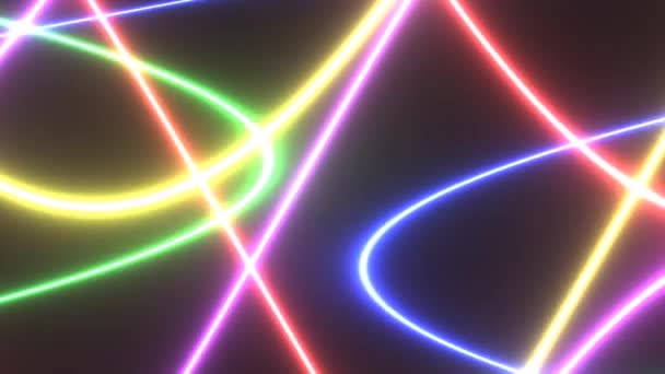 Laserbänder mit heißen Neon-Lichtfäden — Stockvideo