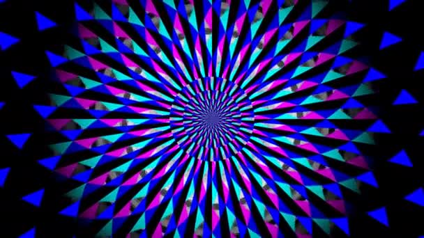 Muitas linhas de raios Fronds se expandindo do centro azul-de-rosa — Vídeo de Stock