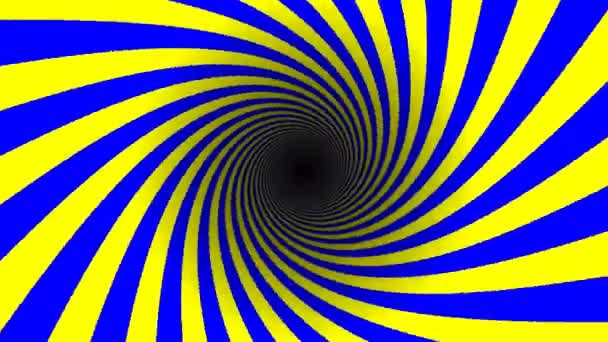 Wound坑洞的蓝、黄无限隧道 — 图库视频影像