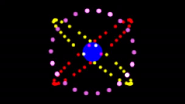 Subatomaire deeltjes draaien rond Atom — Stockvideo