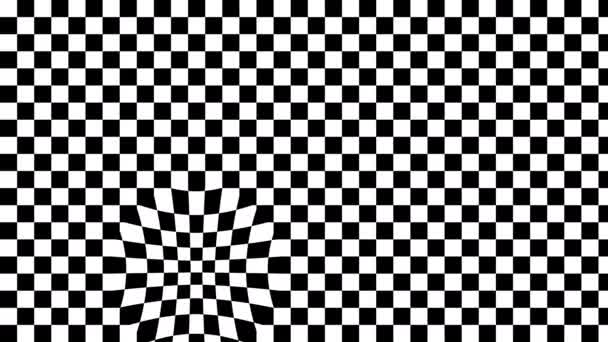 Efeito de Warp de Distorção de Lente de Lente de Lupa Sob Superfície Checkerboard — Vídeo de Stock