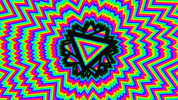 Trojúhelník Duha Malování bláznivé šílenství jasné barvy displej — Stock video