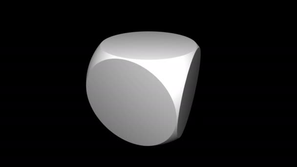 Spinning Cube Dice With Chamfered Edges Rotating Mask — Stockvideo