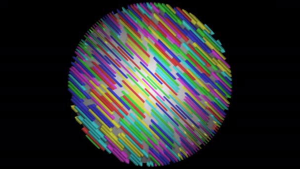 Esfera formada a partir de barras de líneas apiladas de colores Globe Mask — Vídeos de Stock