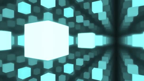 Αφηρημένη Deep Soft Focus Room of Floating Square Cubes Φουτουριστικό Cyber Space — Αρχείο Βίντεο