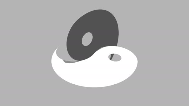 Símbolo de Yin Yang de equilibrio entrelazado giratorio retorcido en cruz móvil 3d — Vídeos de Stock