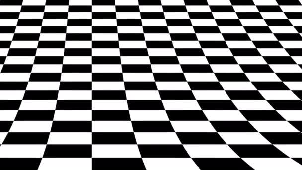 Superficie curvada del tablero de ajedrez lejos de la máscara del espectador — Vídeo de stock