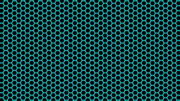 Hex Blue Grid Breathing Swamped Hexagonal Mesh Rubber Sheet — Stock Video