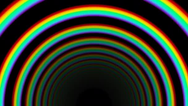 Arco iris túnel sin fin moviéndose hacia el visor — Vídeos de Stock