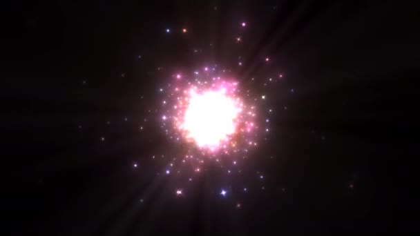 Bola de estrellas Núcleo galáctico plegable expandiéndose rodando espacio intergaláctico — Vídeo de stock