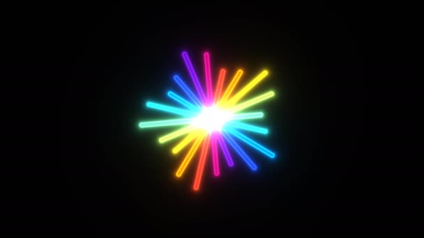 Tyče barevných paprsků světla rostoucí z centra Crystal — Stock video