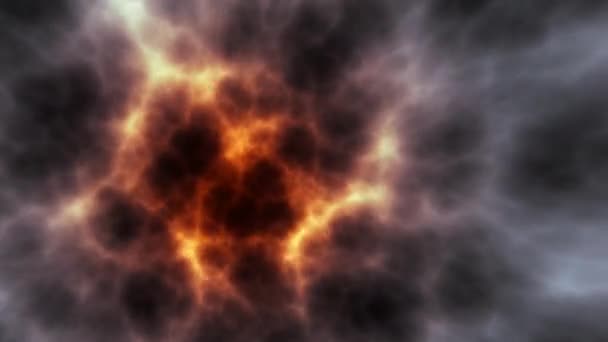 Volando a un espacio Firestorm Storm Nubes Burning Ball — Vídeos de Stock