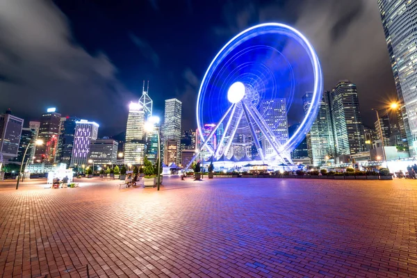 Street Skyscrapers Modern City Night — Stock Photo, Image