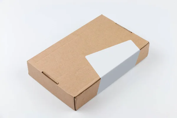 Χάρτινο Κουτί Απομονωμένο Λευκό Φόντο — Φωτογραφία Αρχείου