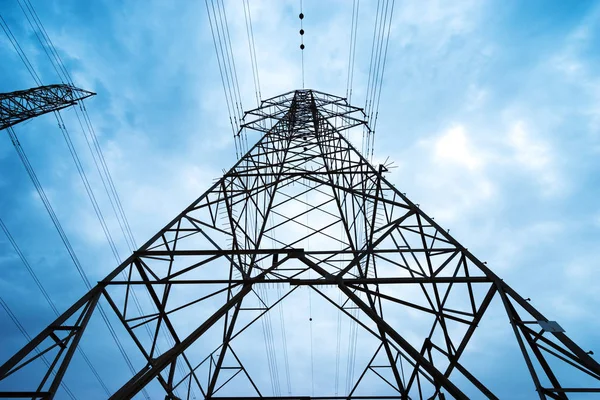 High Voltage Post High Voltage Tower Sky Background — Stock Photo, Image