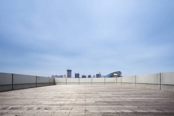 Prázdná Zem Moderní Městské Panorama — Stock fotografie