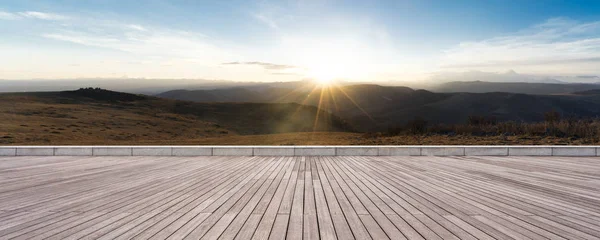 Chão Tijolo Vazio Com Sunrsise — Fotografia de Stock