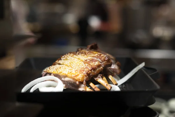 mutton in chinese restaurant close up