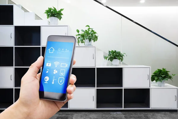 Mobile Schrift Mit Smart Home Modernen Büro — Stockfoto