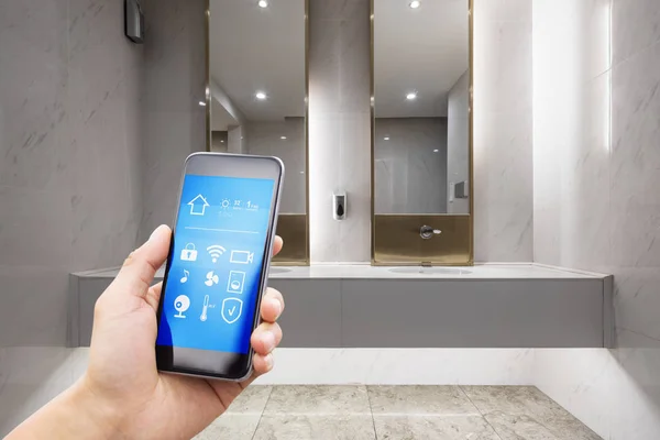 Phont Mobile Con Smart Home Ufficio Moderno — Foto Stock