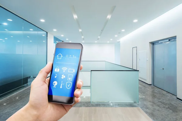 Mobile Schrift Mit Smart Home Modernen Büro — Stockfoto