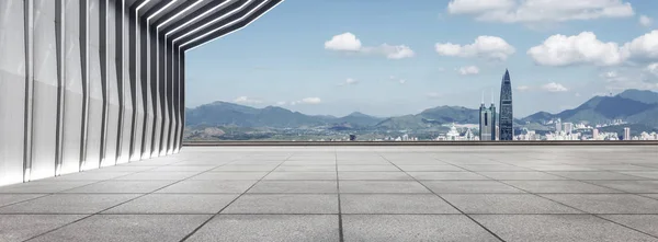 Edificio Moderno Piso Vacío Con Horizonte — Foto de Stock